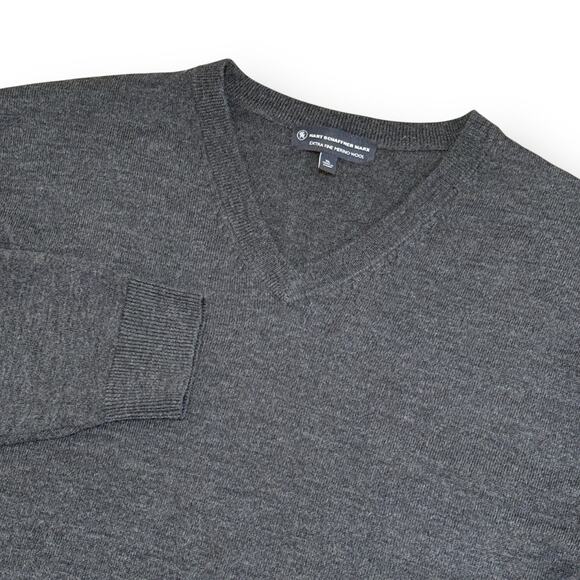 Hart Schaffner Marx Extra Fine Merino Wool Sweater Mens XL Gray V Neck Pullover - Picture 1 of 8